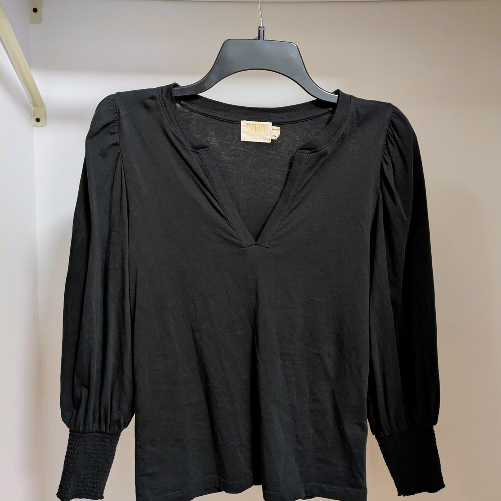 Nation LTD Flora Peasant Tee black size small